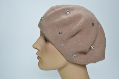 Светло- коричневый горчичный берет фетровый Vizio Италия 3633