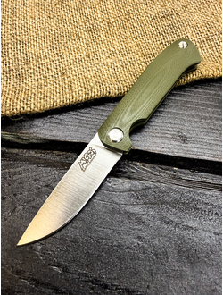 Фрикционный складной нож Микрос сталь AUS10, рукоять G10, цвет олива