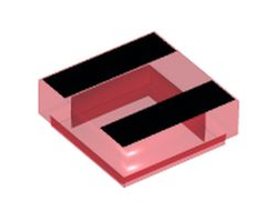 Tile 1 x 1 with Groove with 2 Black Stripes Pattern, Trans-Red (3070bpb252 / 6414141)
