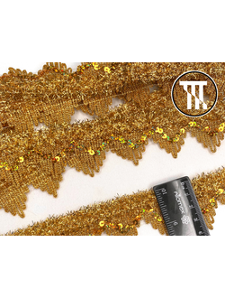 Тесьма металлизированная с пайетками, цв. Золото, шир. 4 см