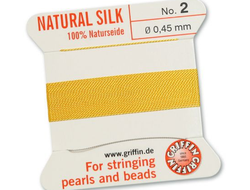 Griffin Natural silk Нить шелковая для жемчуга, Желтый 0,45 мм 2 м