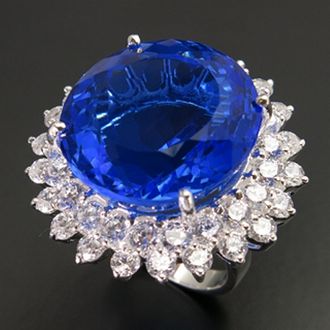 Кольцо танзанитовый кварц (26,70 ct.) р.16,8 серебро 925