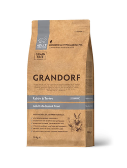 Grandorf (Грандорф): сухой беззерновой корм для собак Кролик с индейкой, 10 кг