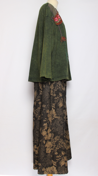 Джемпер ХЛОПОК "Кот винтаж" зеленый,черный  до р.52