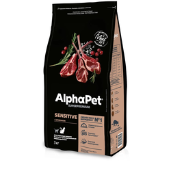 AlphaPet (АльфаПет) Superpremium сухой корм для взрослых кошек с чувствительным пищеварением с ягненком 3 кг