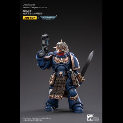 Сержант-ветеран Ультрамаринов Икастус (Warhammer 40k) - КОЛЛЕКЦИОННАЯ ФИГУРКА 1/18 Ultramarines Veteran Sergeant Icastus (JT3020) - JOYTOY