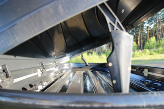 Автобокс на крышу ACTIVE M (450 л) Аэродинамический с двусторонним открыванием PT Group (цвет черный