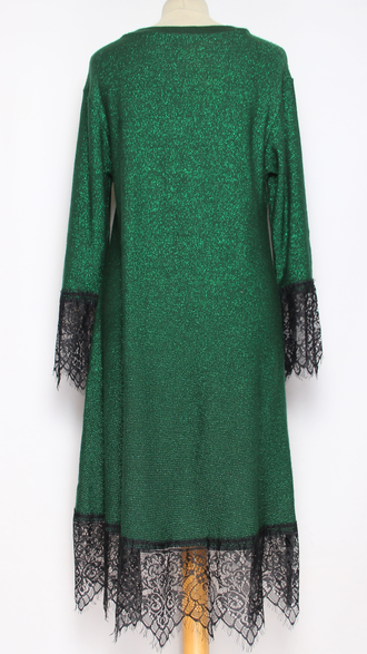 ПЛАТЬЕ ТРИКОТАЖНОЕ "ЛЮРЕКС КРУЖЕВО" малахит до р.48