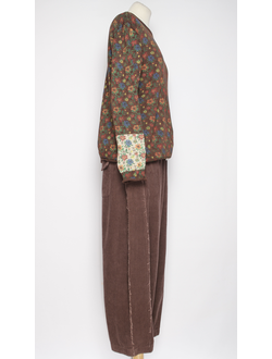 Джемпер ХЛОПОК "КОНТРАСТНЫЙ РУКАВ" кофе до.р.54