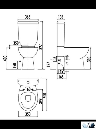 Напольный пристенный унитаз компакт Creavit Sedef с узким бачком