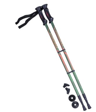 Палки для скандинавской ходьбы Berger, 77-135 см, 2-секционные Longway тёмно-зеленый/оранжевый