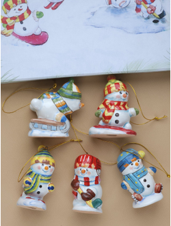 Комплект елочных игрушек "Снеговики-спортсмены"