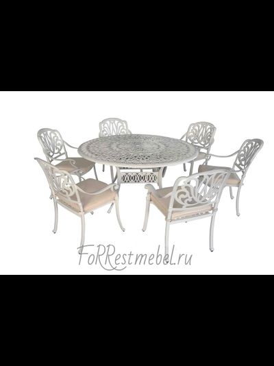 Белая обеденная группа Anabel VI из литого алюминия