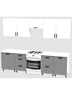 Кухня Эконом 2,1 метра (600х450х600х450) Цвет: Белый/Базальт