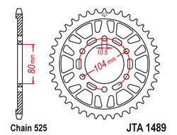 Звезда ведомая алюминиевая JT JTA1489.43 (JTA1489-43) (A1489-43) для Kawasaki Road