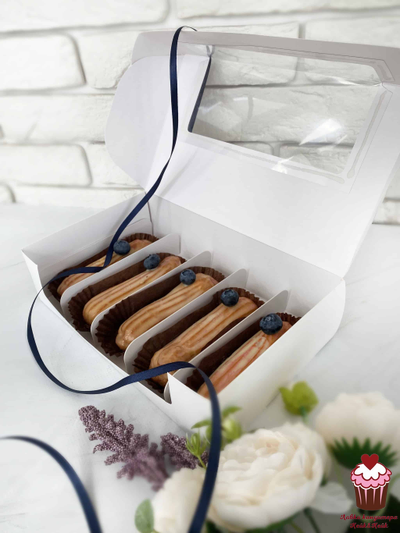 Коробка для эклеров и эскимо с окном белая, 5 ячеек, 25х15х6,5 см