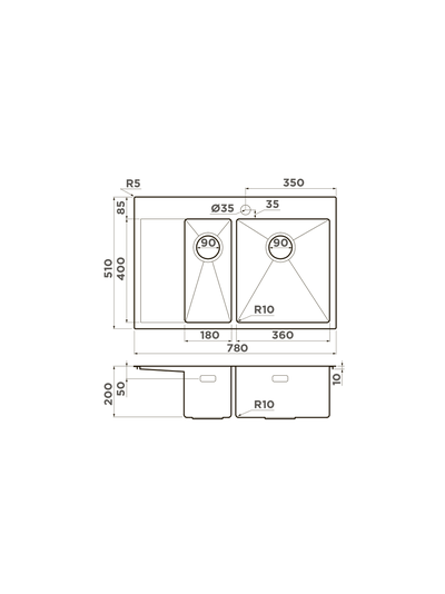 Мойка OMOIKIRI AKISAME 78-2 GM-R