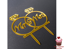 Топпер Обручальные кольца (золото), акрил