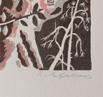 "Багульник" линогравюра Лавренко Г.Б. 1976 год