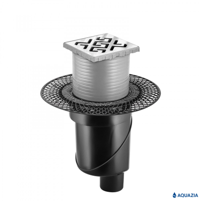 Трап водосток PLATZ Antik 100х100 Вертикальный выпуск (Хром)