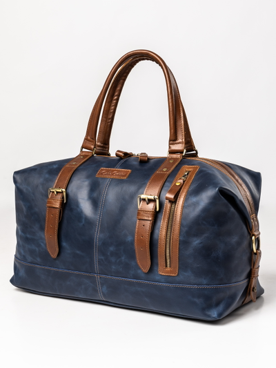 Кожаная дорожная сумка Campora Premium dark blue (арт. 
4019-54)