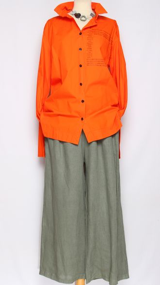 РУБАШКА ХЛОПОК "ТЕКСТЫ" оранжевая 48-56