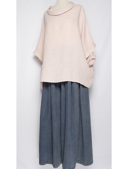 БЛУЗА ЛЁН "КИМОНО ХОМУТ2" коралл