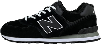 New Balance 574 Black White с мехом