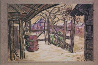 Василий Попов. Тихвинский дворик. Осенний снежок. 2007 г.