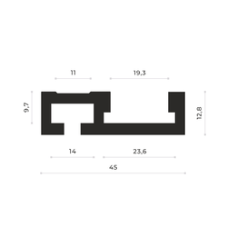 T-TRACK  с двумя пазами 19.3 мм + линейка 122 см.