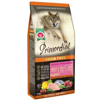 Primordial Grain Free Puppy Salmon & Chicken беззерновой корм с лососем и птицей для щенков всех пород 12 кг