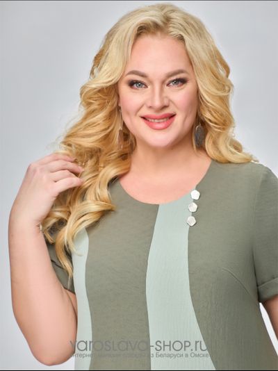 Летнее платье хаки с полосой