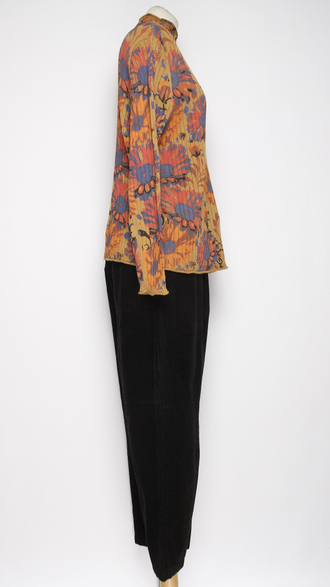 Брюки Бохо "Бананы вельвет строчки" черные р.46-52