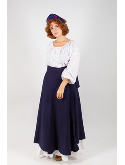 Шерстяная юбка на запах «Сирин» (Синяя)