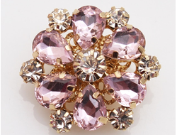 ПУГОВИЦЫ ДЕКОРАТИВНЫЕ СО СТРАЗАМИ, 25 мм. 50 шт. РК-00082. Цвет: Розовый