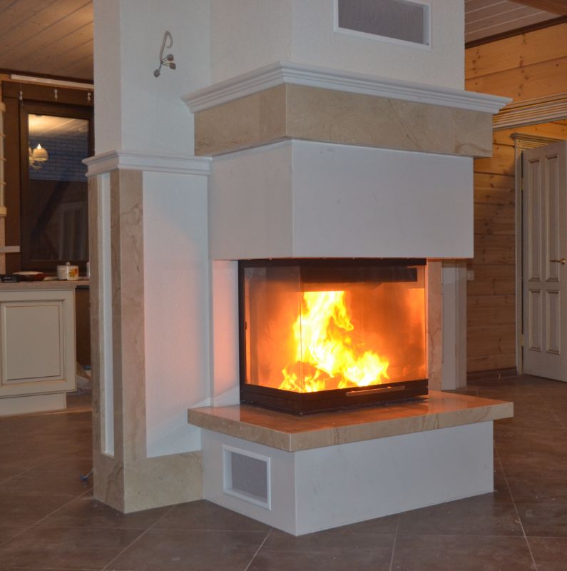 Отделка короба камина декоративной штукатуркой - 95 фото