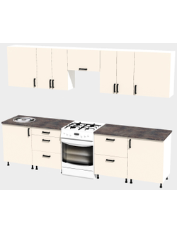 Кухня Эконом 2,4 метра (1200х1200) Цвет: Фон бежевый/Фон бежевый