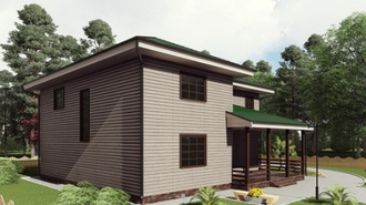 Двухэтажный каркасный дом с четырьмя спальнями 233м² (SK60)