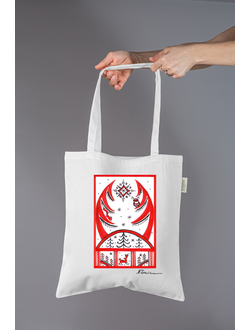 Сумка-шоппер с мезенской росписью, коллекция "Сказка"