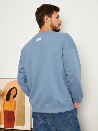 МУЖСКОЙ СВИТШОТ ГОЛУБОЙ "ЦВЕТОЧНЫЕ КЕДЫ"