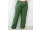 Женские летние прямые широкие брюки арт. 16873-8079 (цвет оливковый) Размеры 62-84