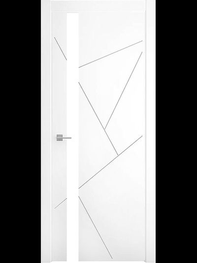 Дверь Геометрия 6 белая эмаль с белым стеклом