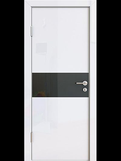 Глянцевая дверь  GL1 с черным горизонтальным стеклом