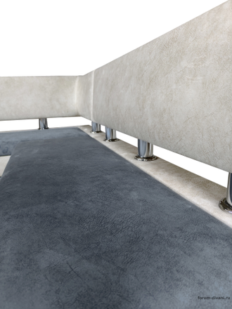 Кухонный угловой диван "Форум-4", Серый/Слоновая кость Левый