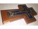Крест гальванический настенный (ясень, серебрение) с эмалью