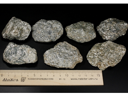 Кварц-слюдяной сланец в ассортименте, Россия, Северный Кавказ, КЧР, река Малый Блыб (45-60 мм, 50-58 г) №29786