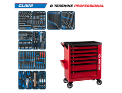 Набор инструментов 286 предметов, "CLAIM", в красной тележке KING TONY 9G38-286MRVR