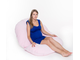 Подушка Биосон форма G 350 см с шариками полистирола + наволочка сатин страйп Розовый