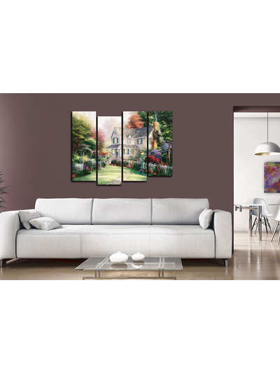 Модульная картина "Домик с чудесным садом"