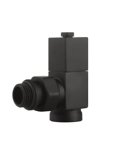 Набор дизайн-вентилей Royal Thermo CUBE, угловой (чёрный) 1/2"